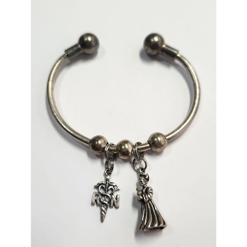 Sterling Silver Nurse Graduate Graduation RN Bracelet 925